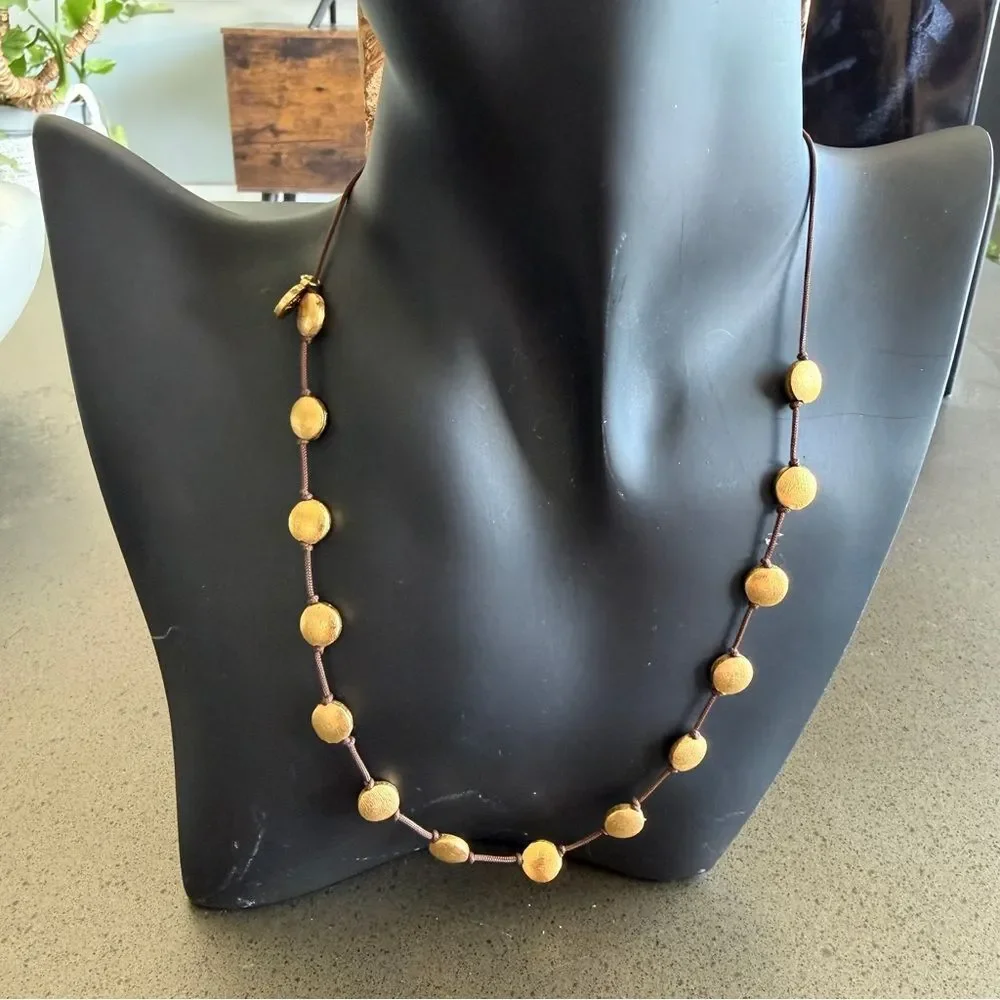 Blee Inara Bold Matte Gold Disc Adjustable Necklace